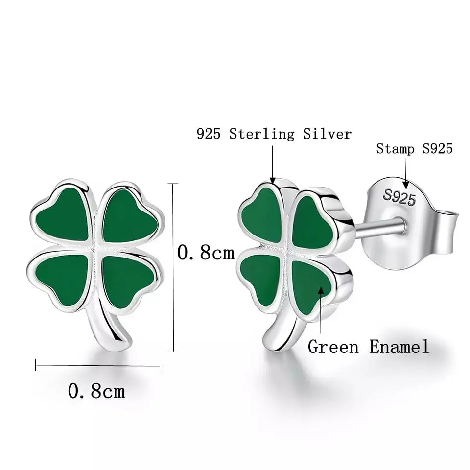 Aros Plata 925 de Trebol 4 Hojas 6