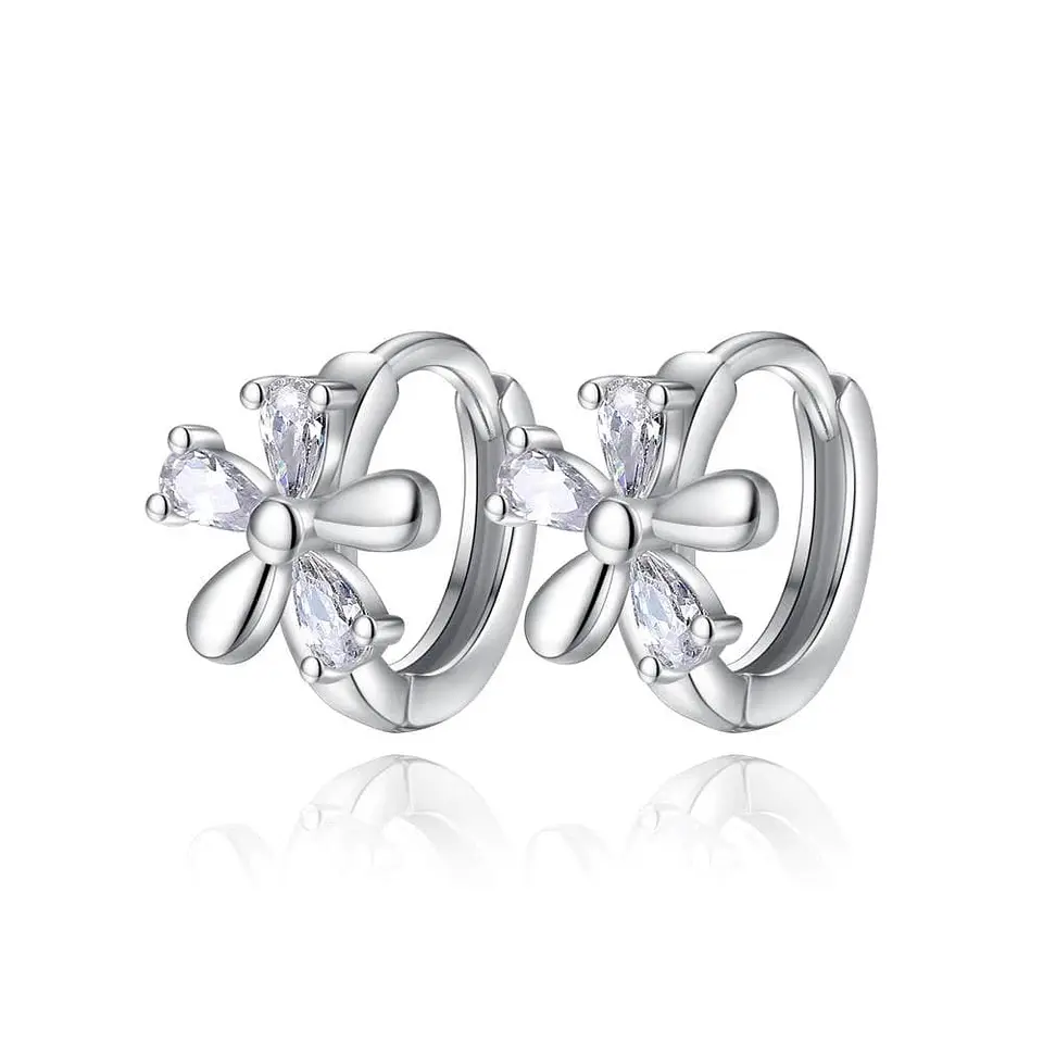 Aros de Flor con Circones Plateado 1