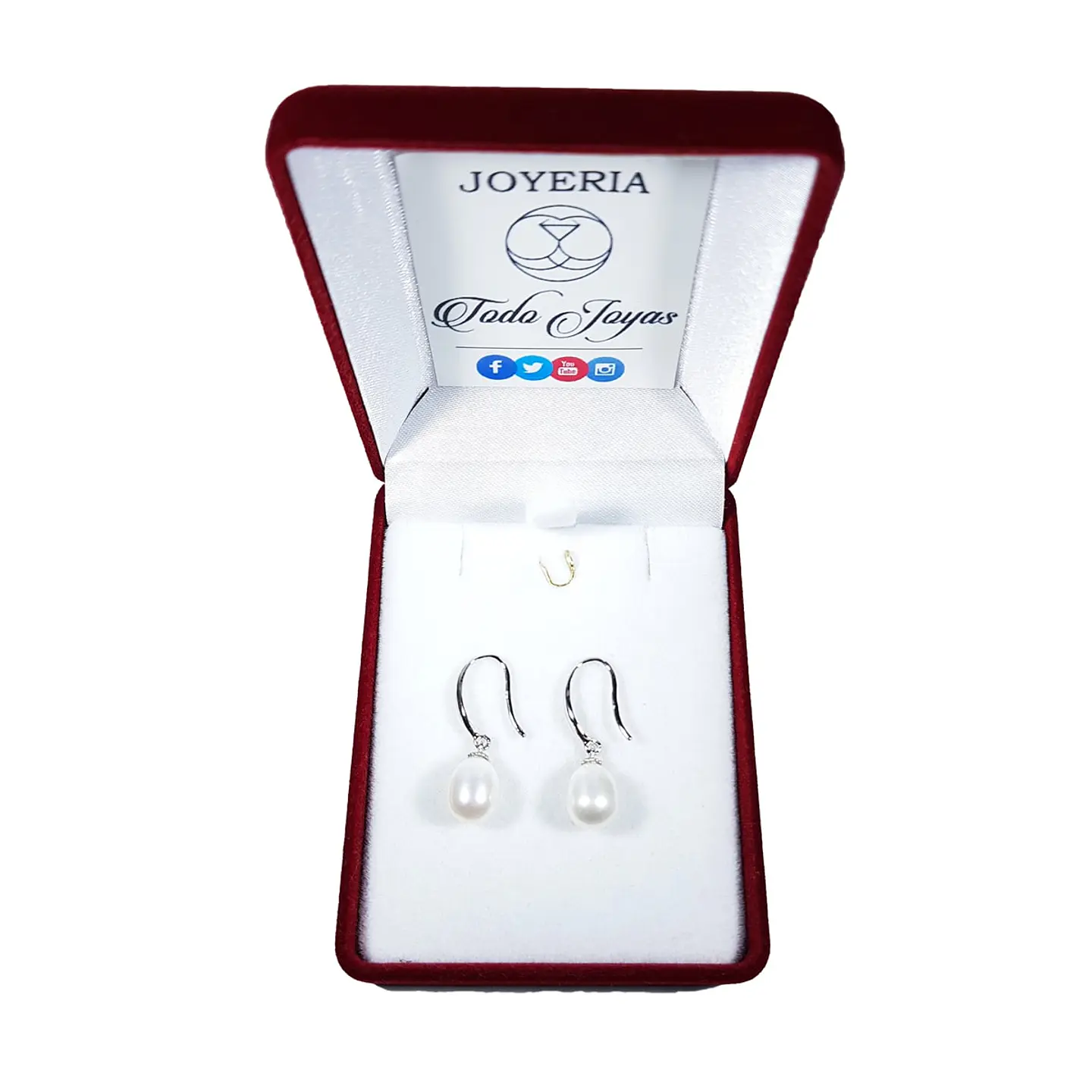 Aros Plata 925 Perla Colgante Blanco 2
