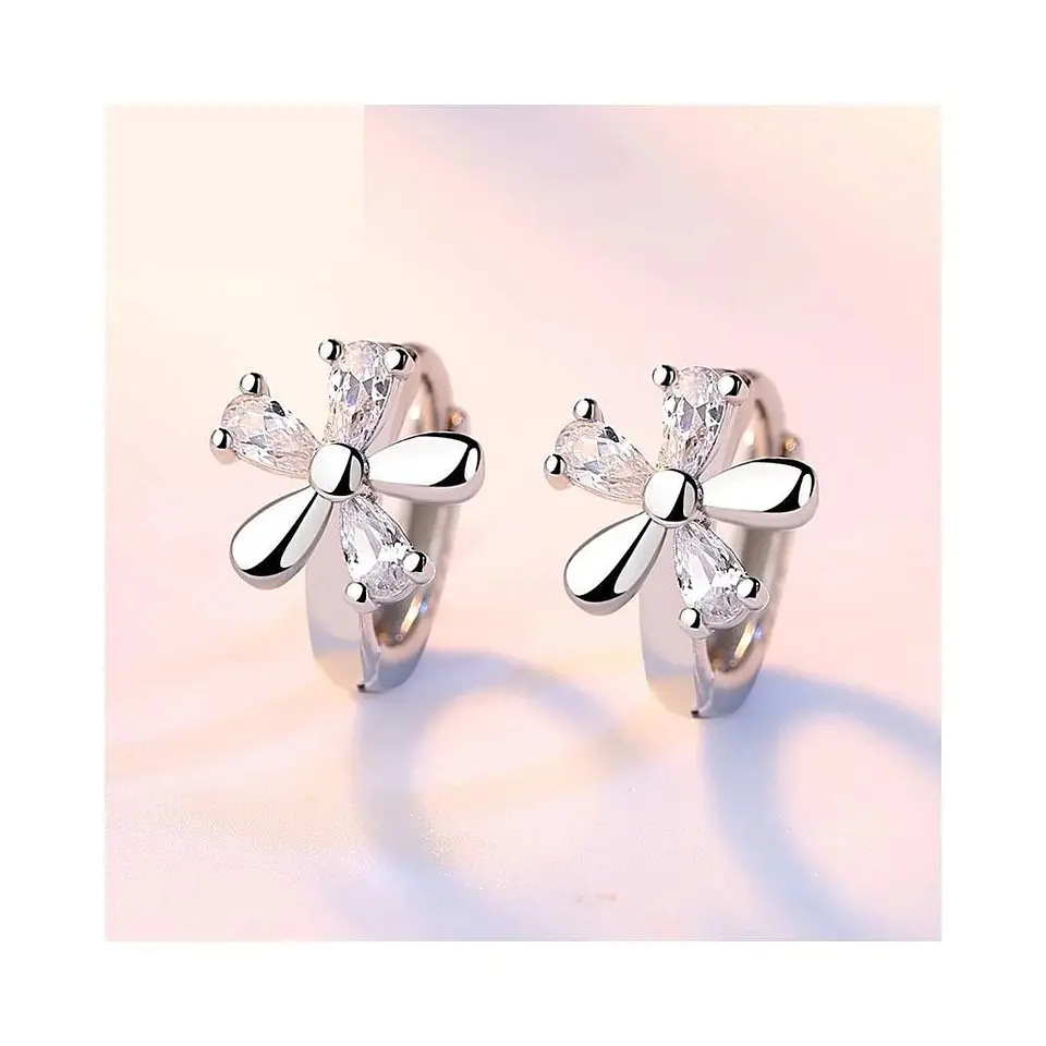 Aros de Flor con Circones Plateado 2
