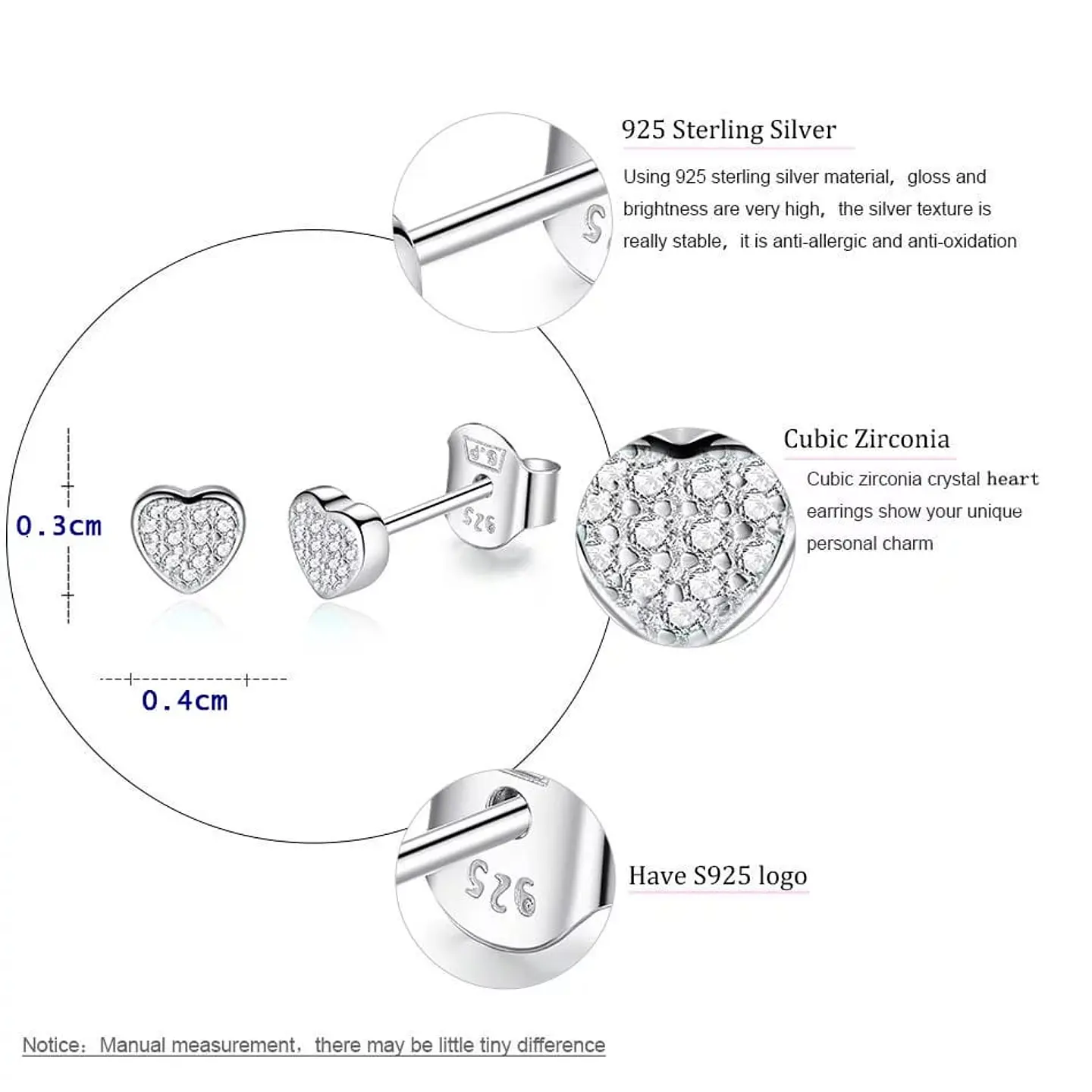 Aros Plata 925 de Corazon Circones 7
