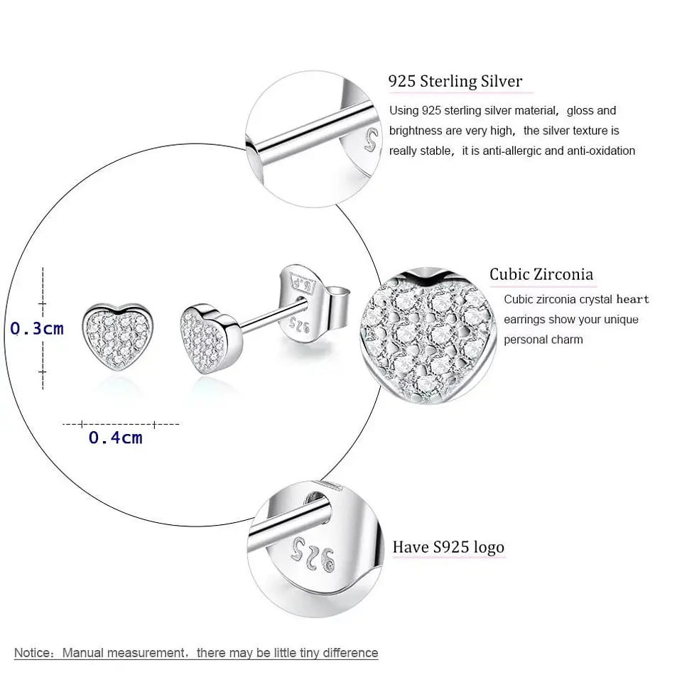 Aros Plata 925 de Corazon Circones 7