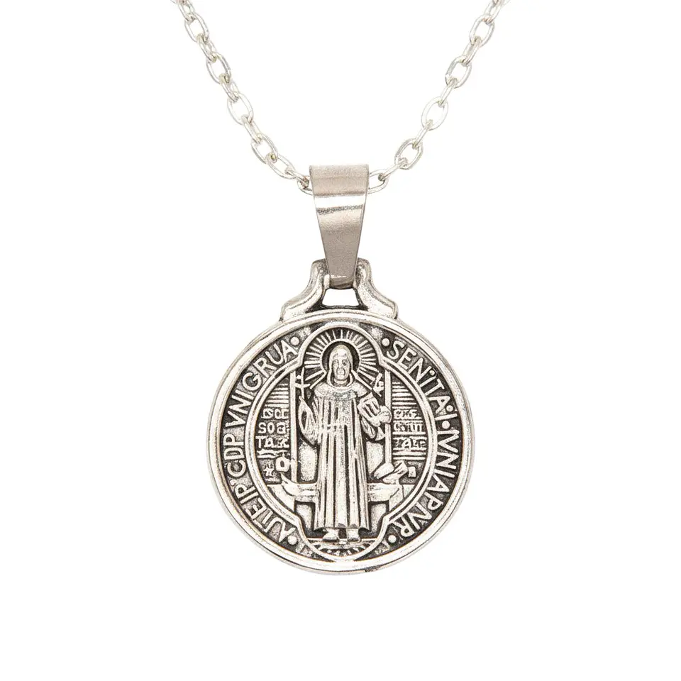 Collar Medalla San Benito Plateado 1