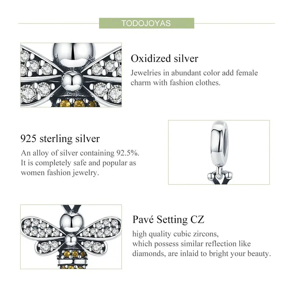 Charm Dije Plata 925 Abeja 5
