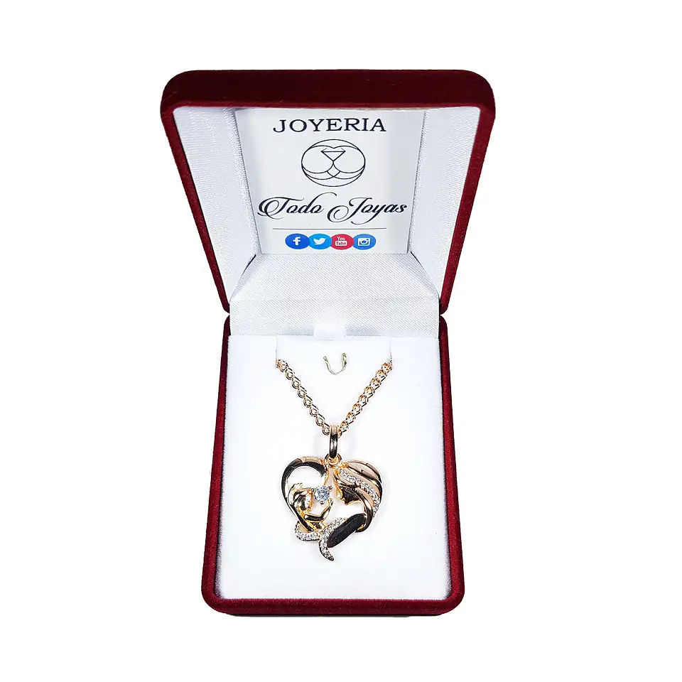 Collar Corazon Mama y Bebe Dorado Rosa 2