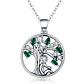 Collar Plata 925 Arbol de la Vida Circones Verdes - Miniatura 1