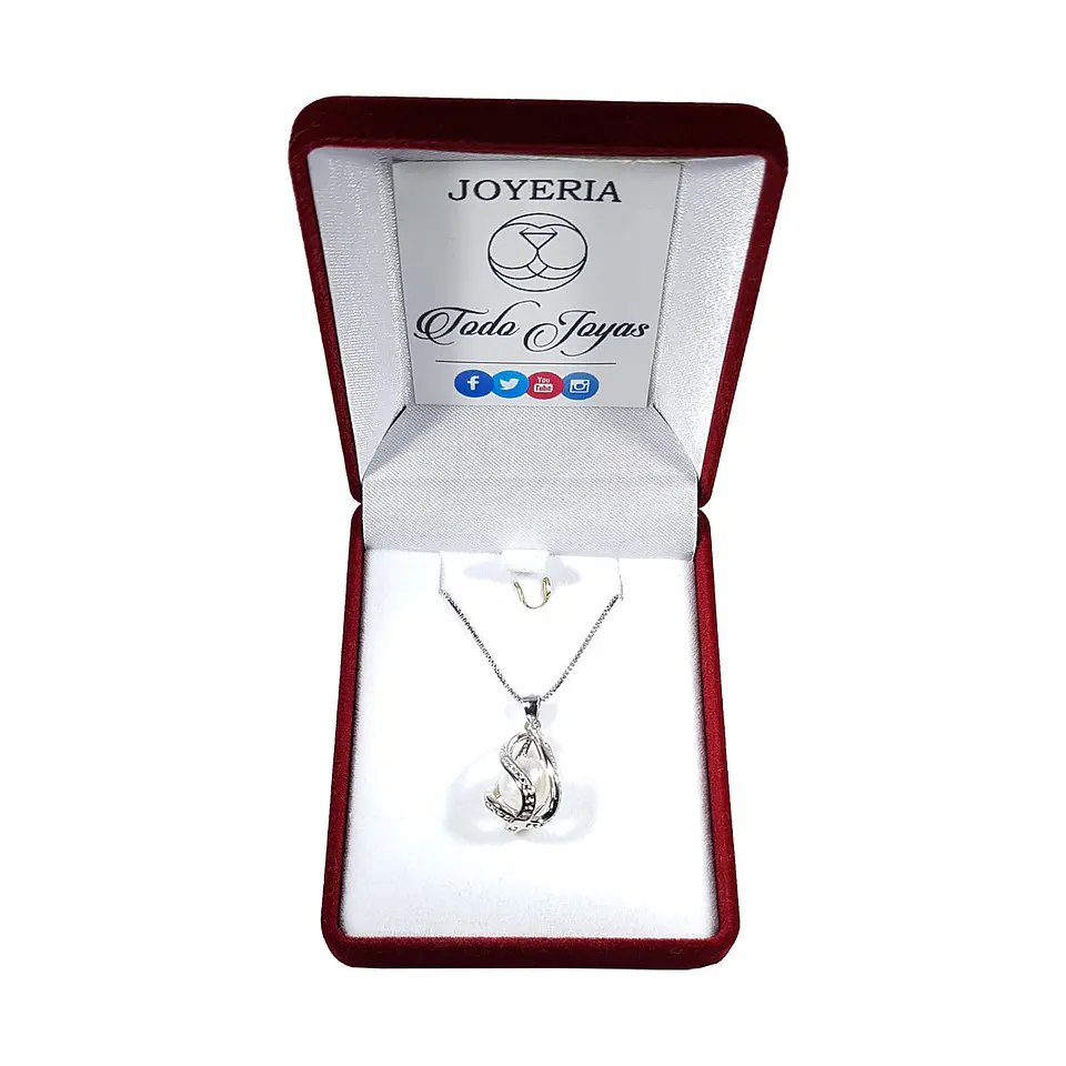 Collar Perla Blanca Gota Plateado 2