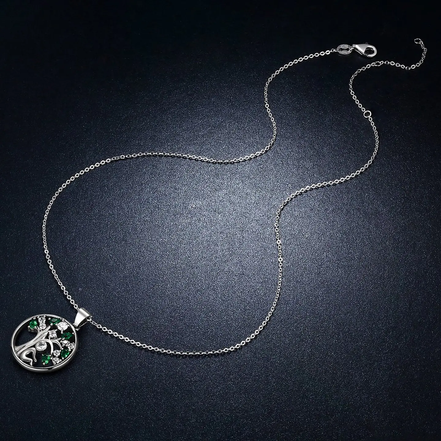 Collar Plata 925 Arbol de la Vida Circones Verdes 3