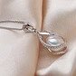 Collar Perla Blanca Gota Plateado - Miniatura 3