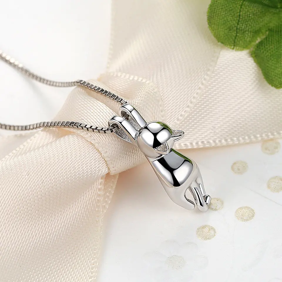 Collar Plata  925 Gatito Jugueton 3