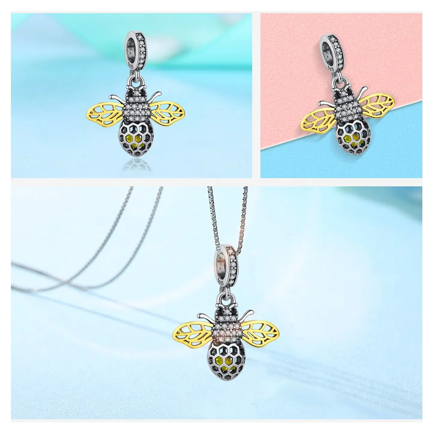 Charm Dije Plata 925 Abeja Gold 4