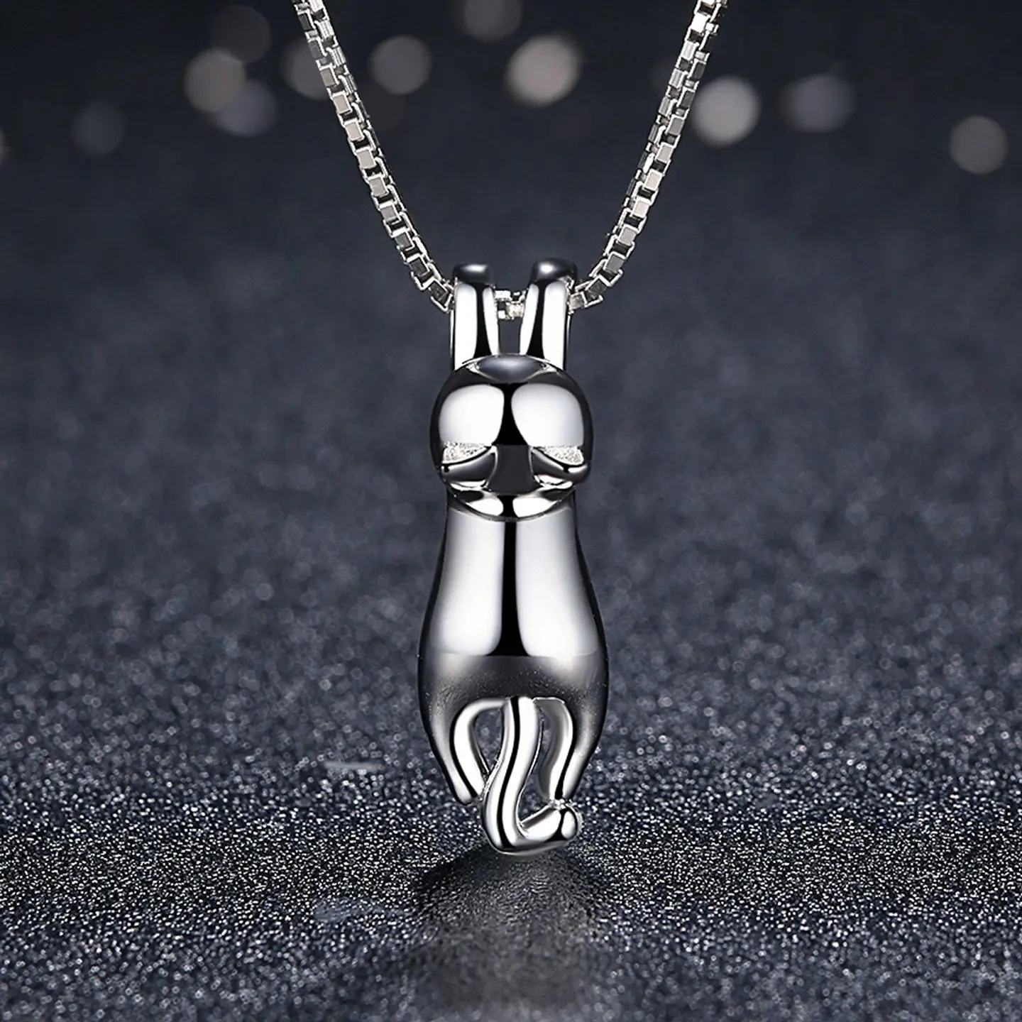 Collar Plata  925 Gatito Jugueton 5