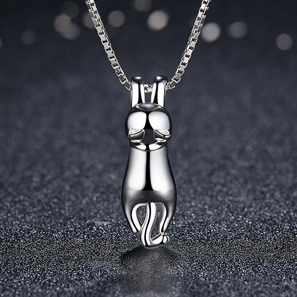 Collar Plata  925 Gatito Jugueton 5