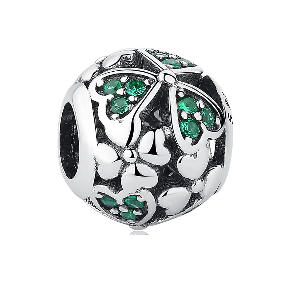 Charm Dije Plata 925 Separador Trebol Bolita 1