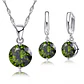 Conjunto Cristal Circulo Verde Plateado - Miniatura 1