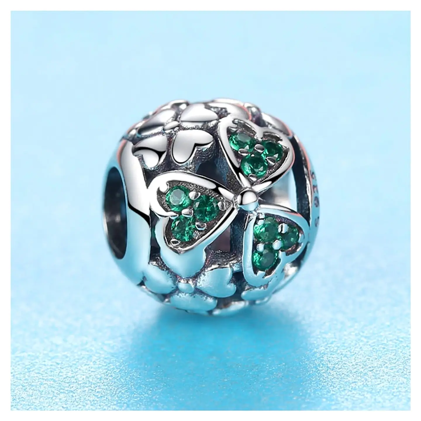 Charm Dije Plata 925 Separador Trebol Bolita 6