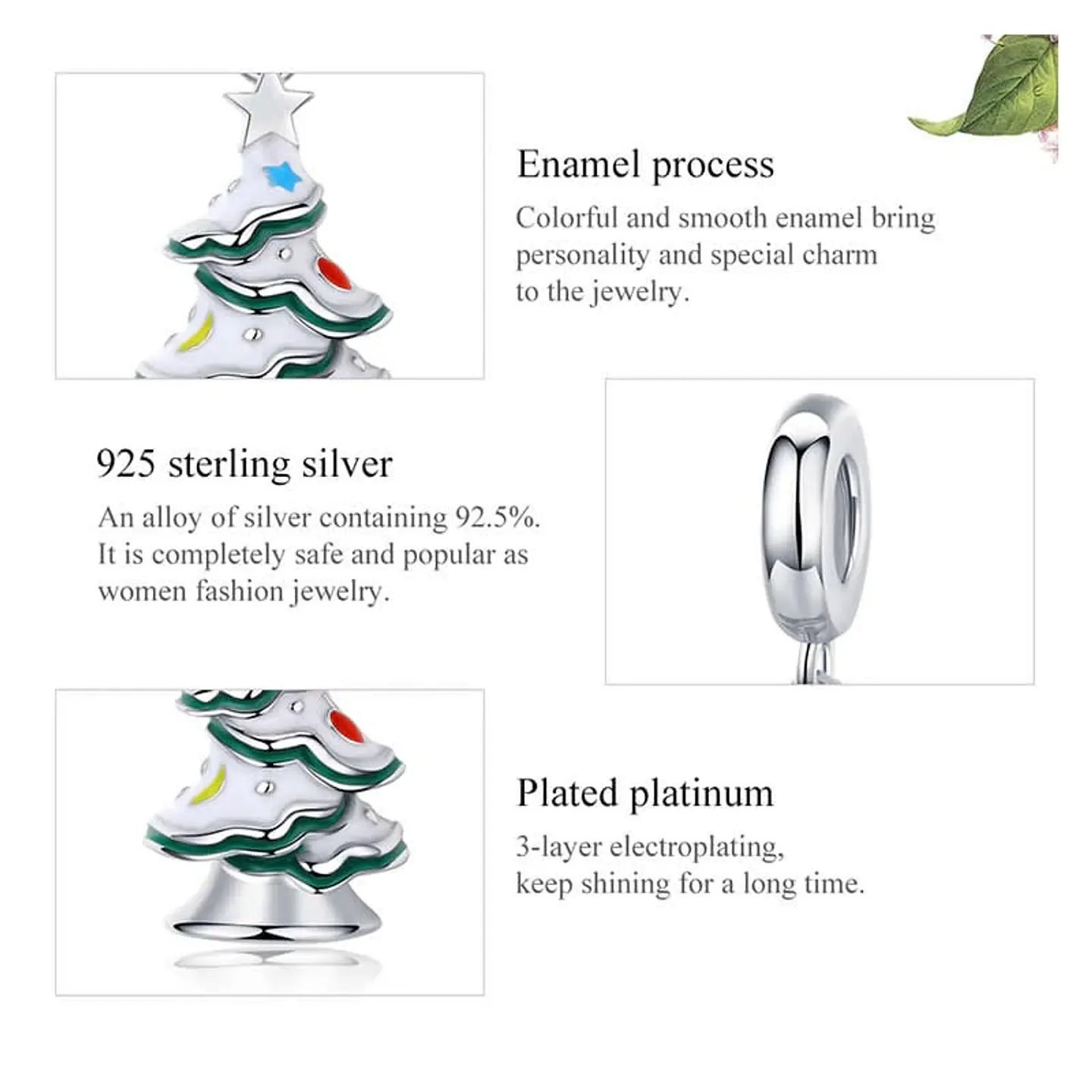 Charm Dije Plata 925 Arbol de Navidad 4