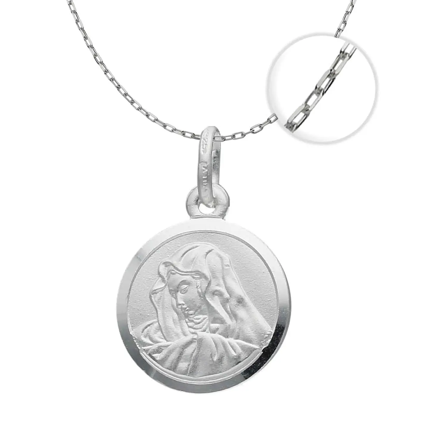 Collar Plata 925 Medalla Virgen Maria 1