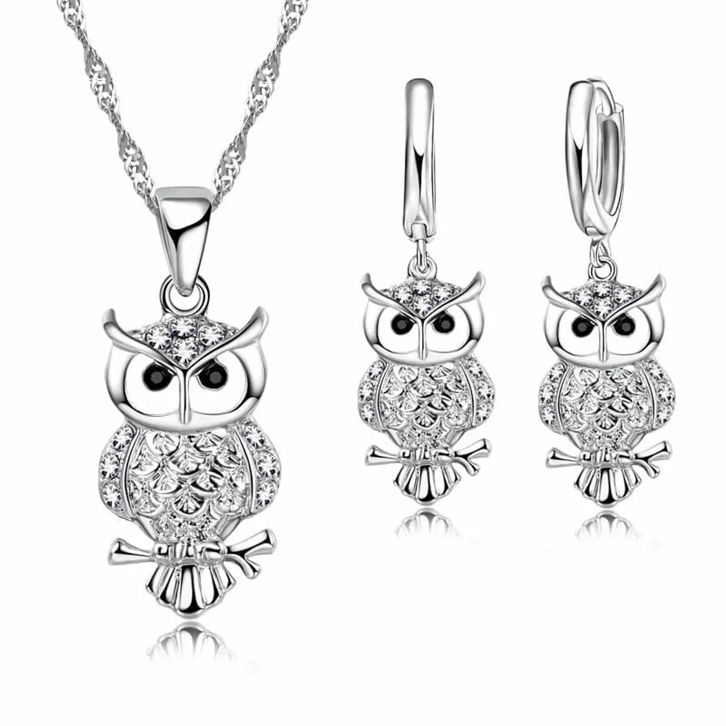 Conjunto Buho con Circones Plateado 1