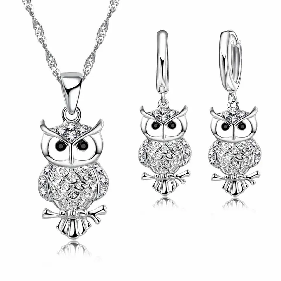 Conjunto Buho con Circones Plateado 1