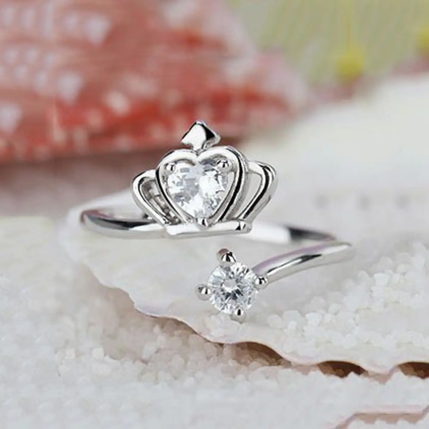 Anillo Corona con Circones Plateado 4