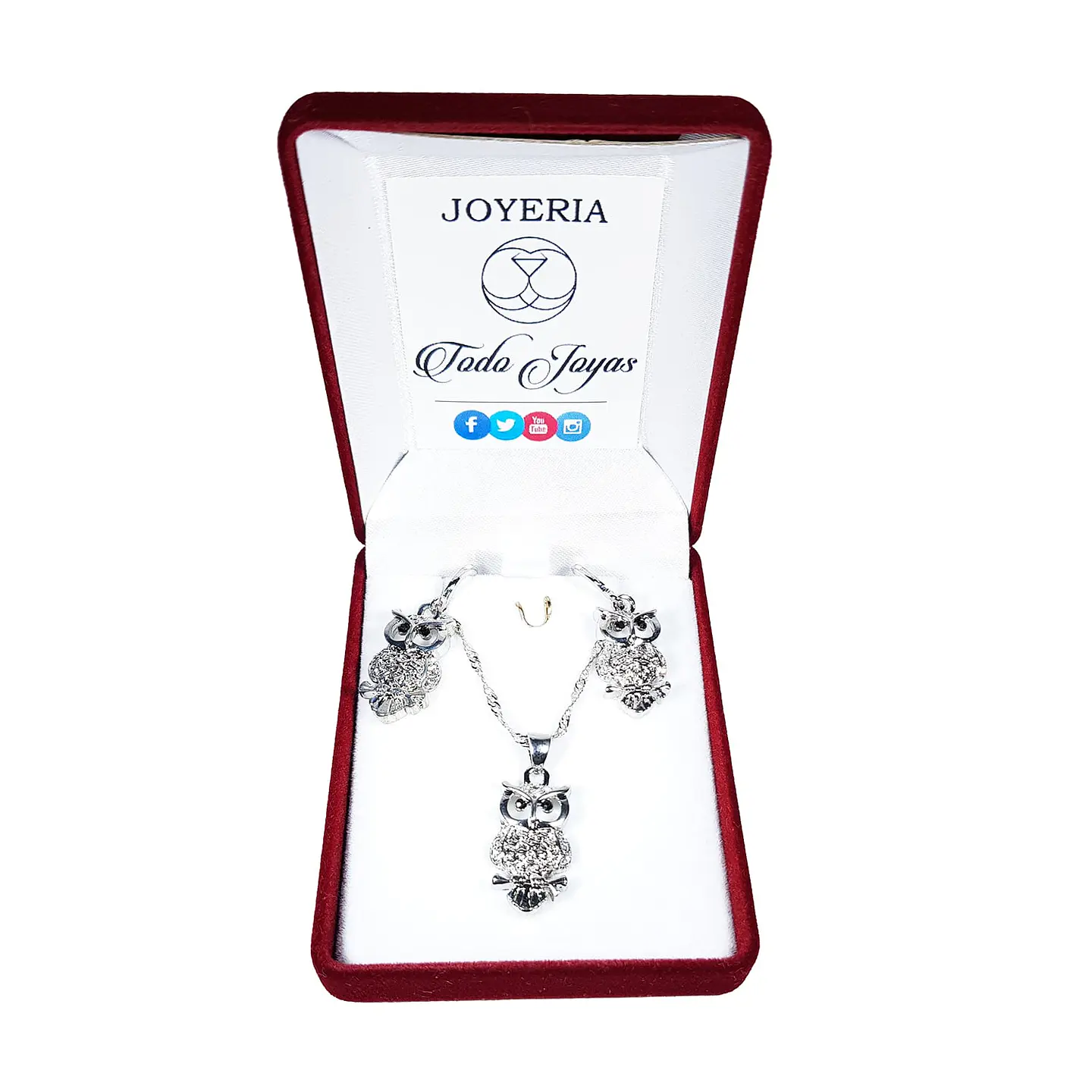 Conjunto Buho con Circones Plateado 2