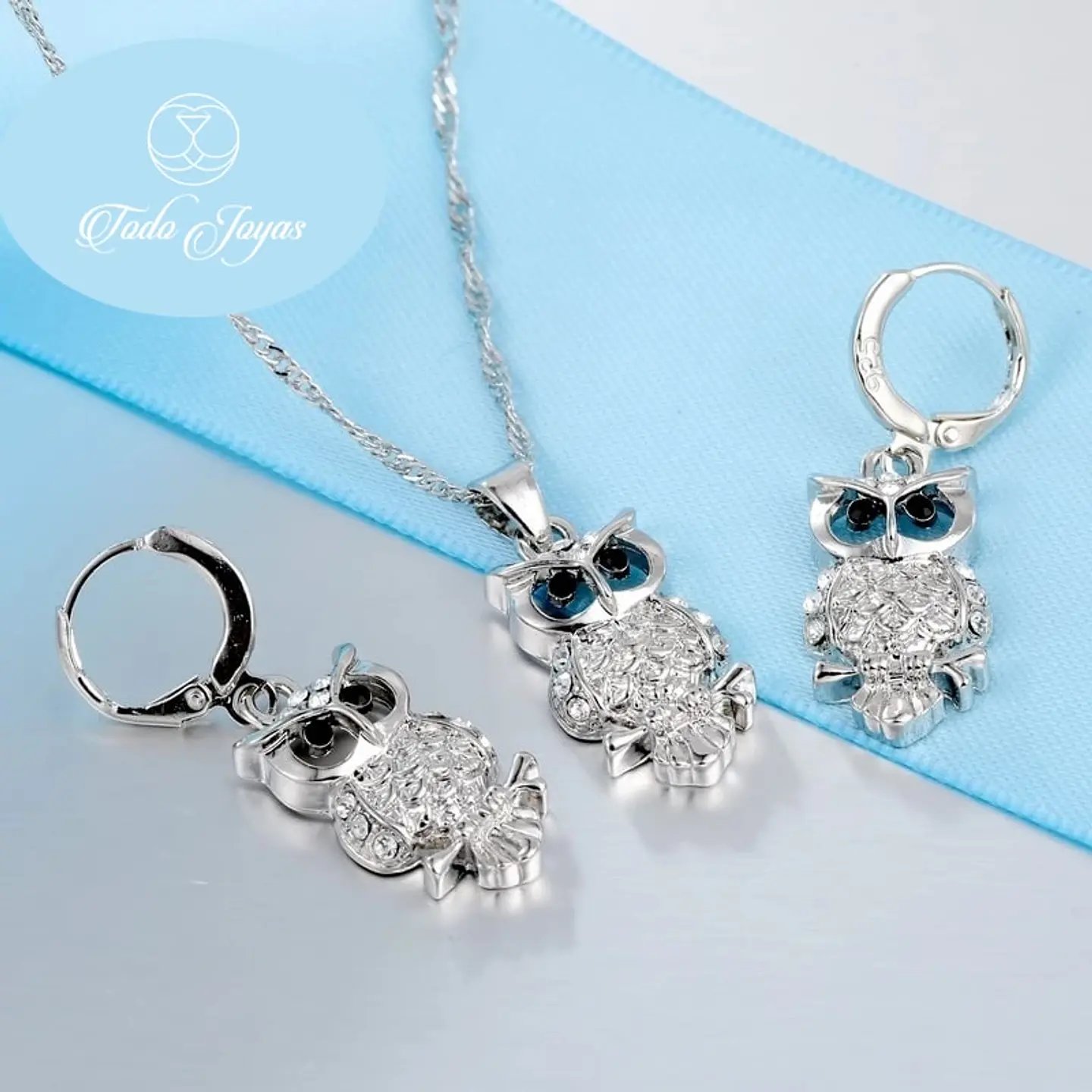 Conjunto Buho con Circones Plateado 3