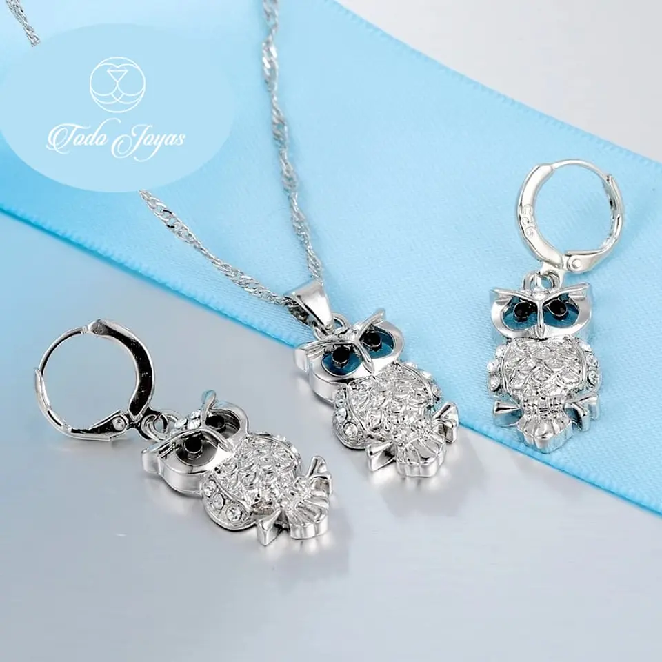 Conjunto Buho con Circones Plateado 3