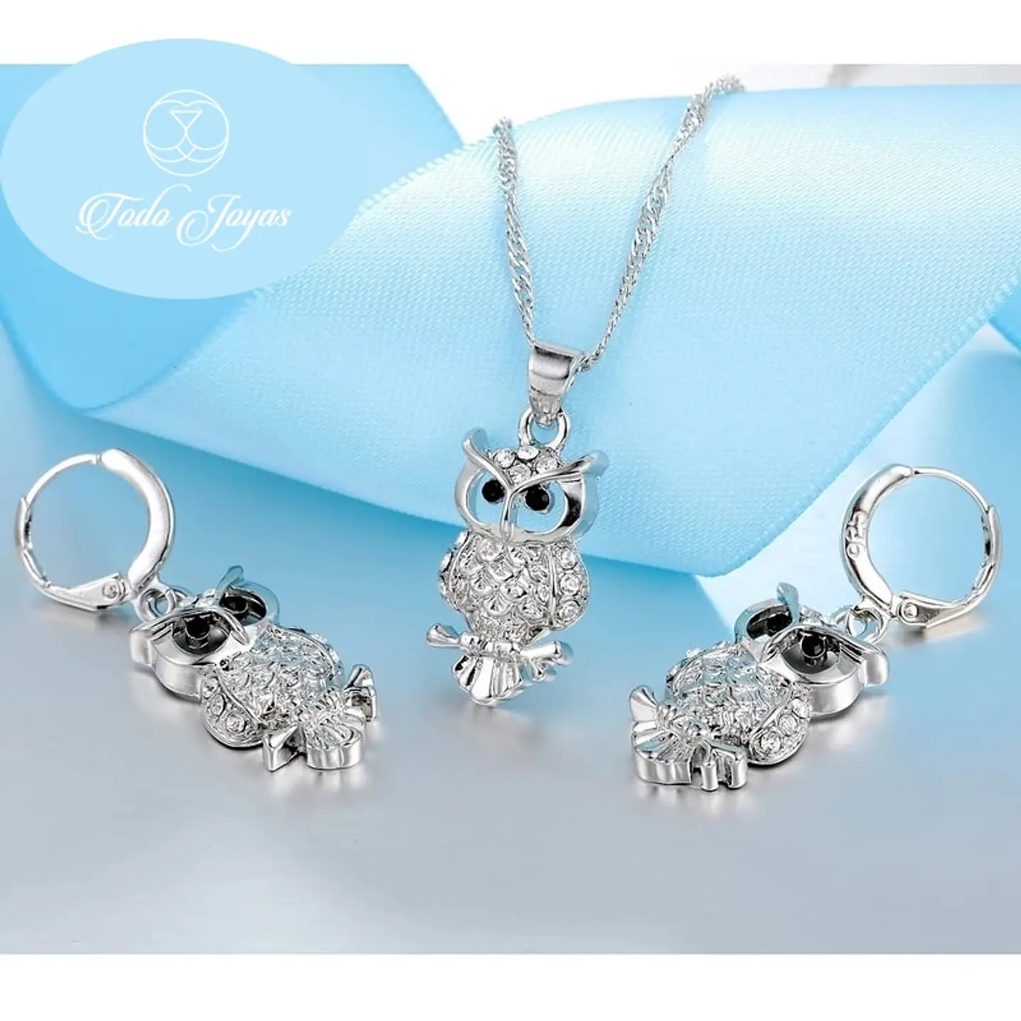 Conjunto Buho con Circones Plateado 4