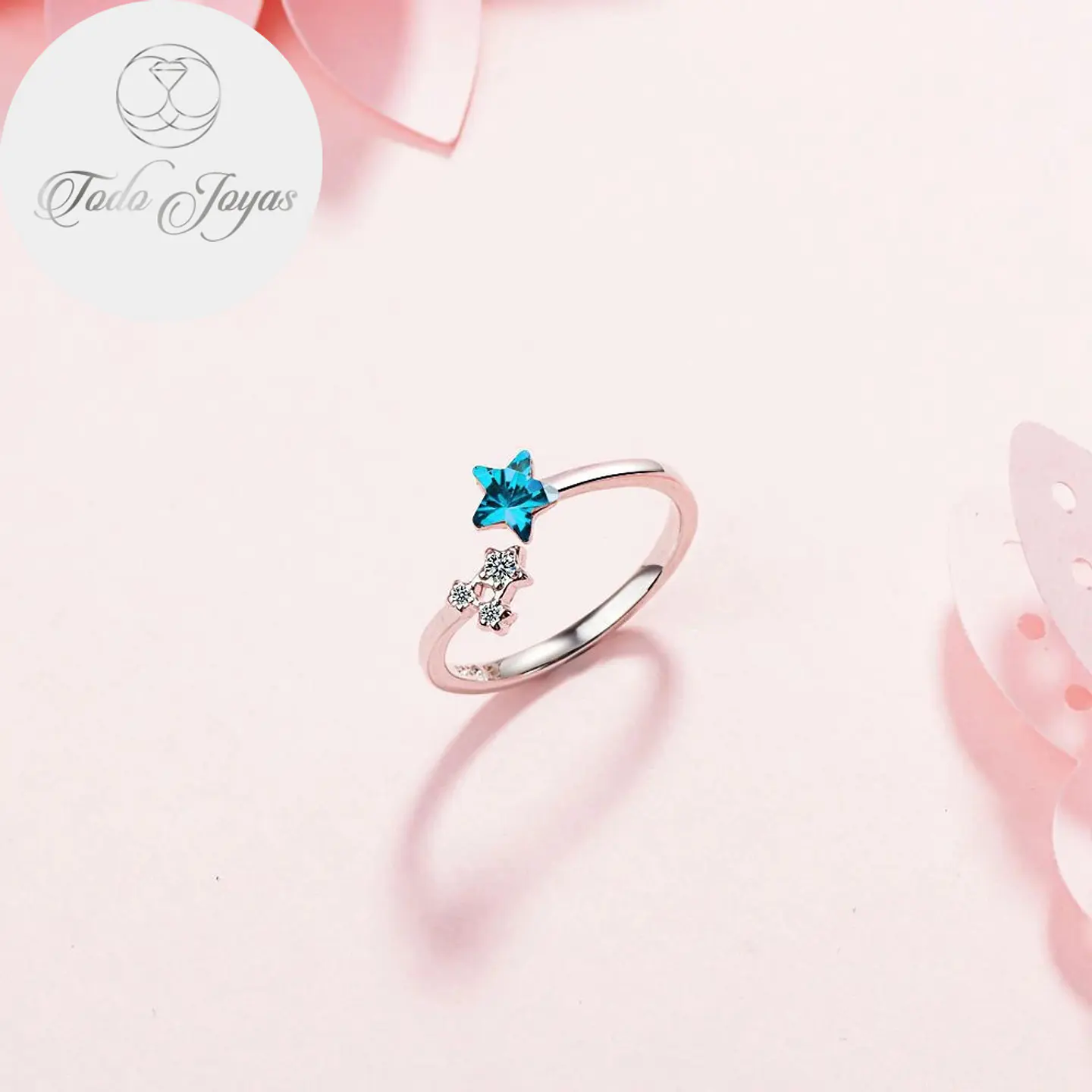 Anillo Estrella Azul Plateado 5