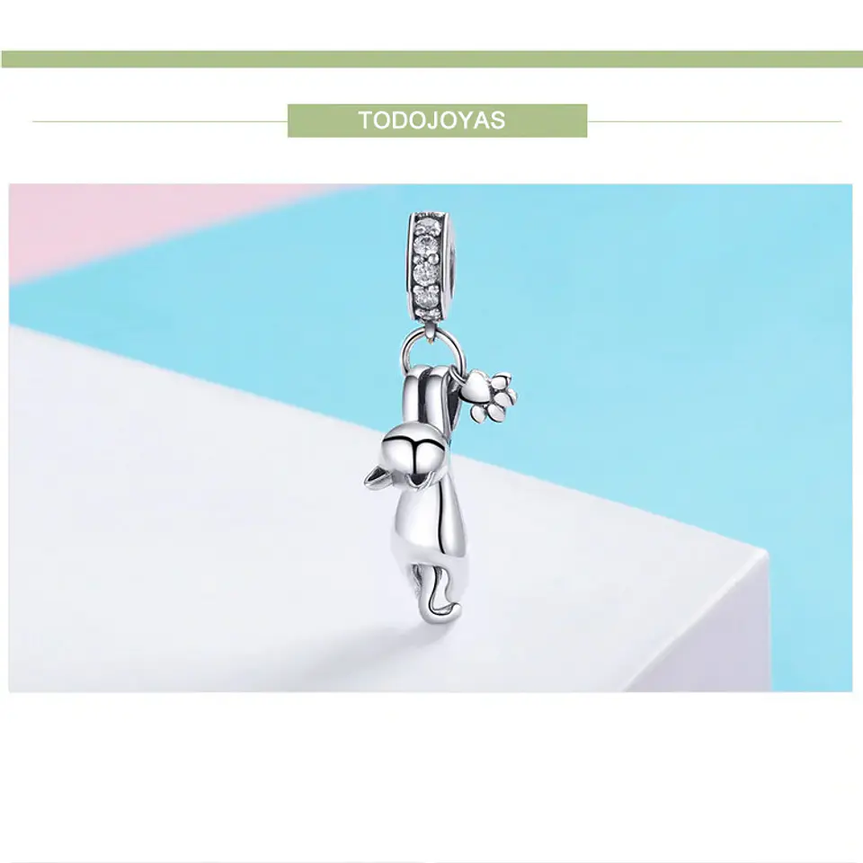 Charm Dije Plata 925 Gato y Patita 2