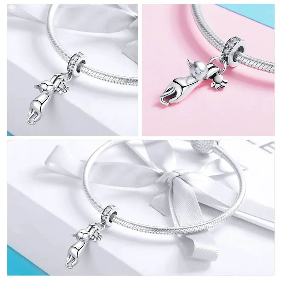 Charm Dije Plata 925 Gato y Patita 3