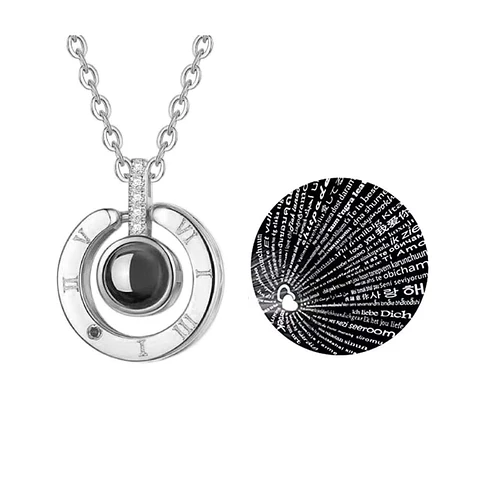 Collar Colgante Te Amo en 100 Idiomas Plateado