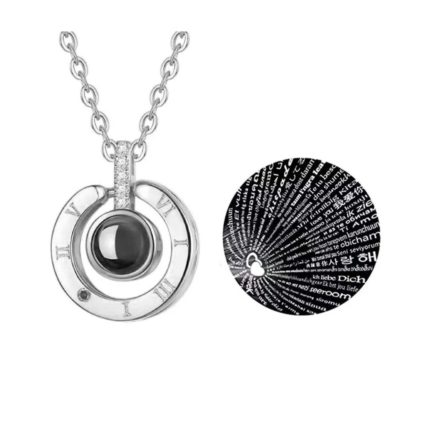 Collar Colgante Te Amo en 100 Idiomas Plateado 1