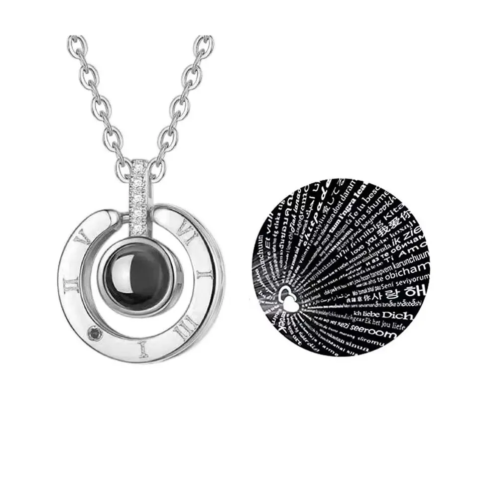 Collar Colgante Te Amo en 100 Idiomas Plateado 1