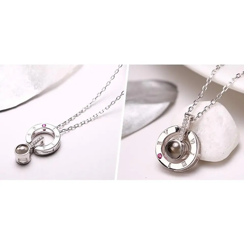 Collar Colgante Te Amo en 100 Idiomas Plateado 5