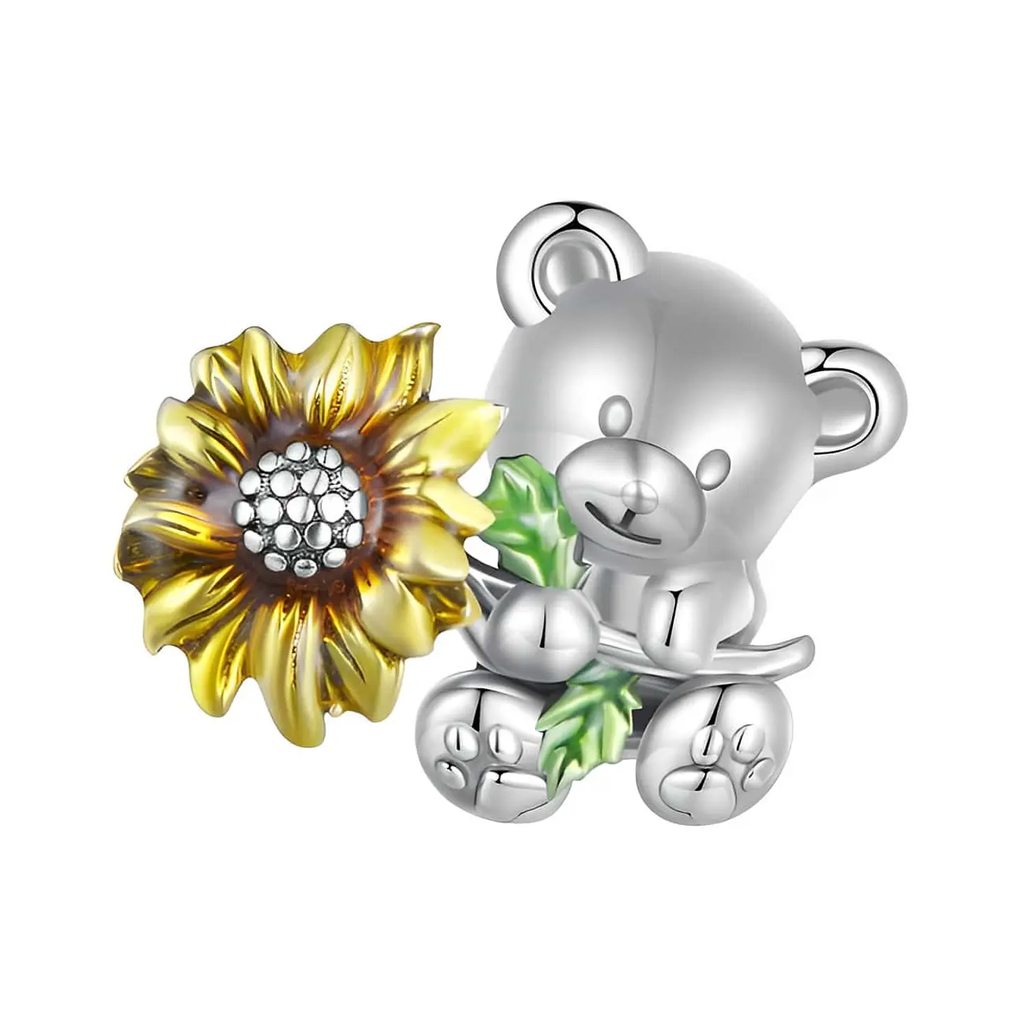 Charm Dije Plata 925 Osito con Girasol  1