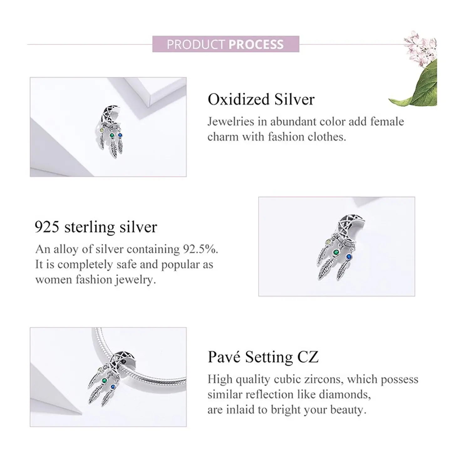 Charm Dije Plata 925 Luna Atrapasueños  4