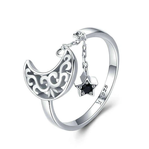 Anillo Plata 925 Luna y Estrella