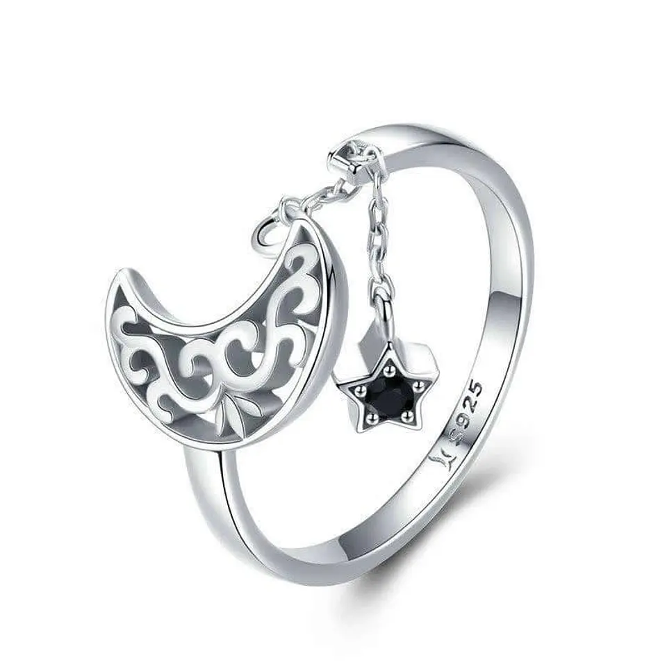 Anillo Plata 925 Luna y Estrella 1