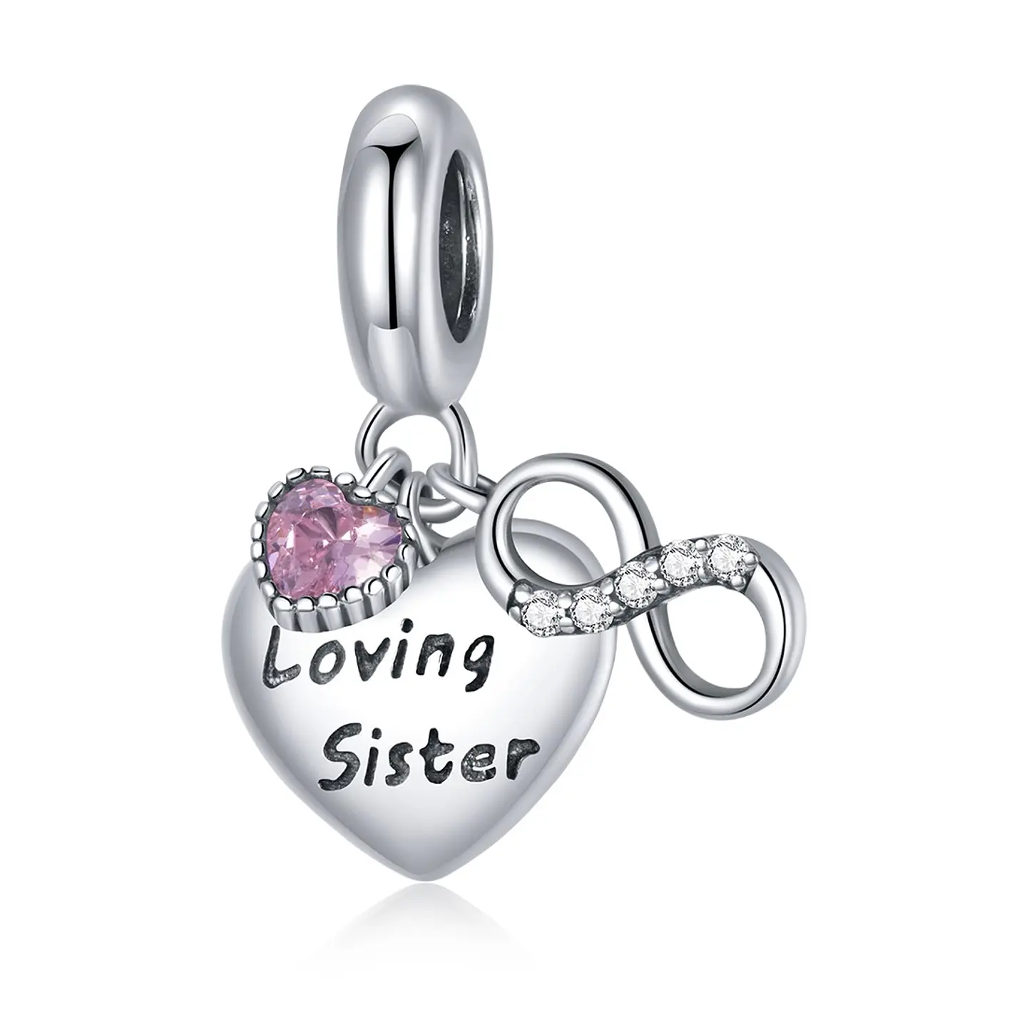 Charm Dije Plata 925 Corazon Loving Sister Infinito 1