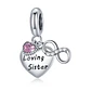 Charm Dije Plata 925 Corazon Loving Sister Infinito - Miniatura 1