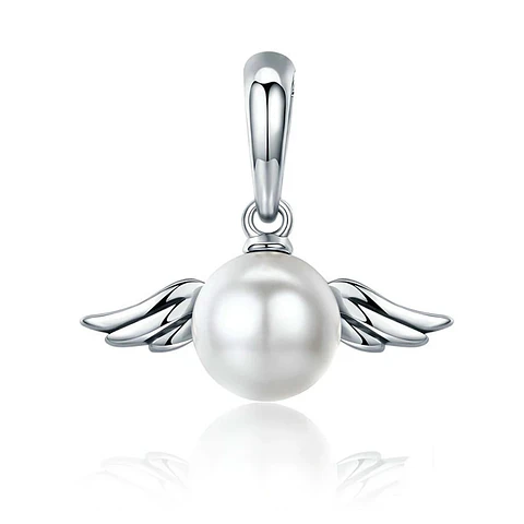 Charm Dije Plata 925 Alas de Angel Perla