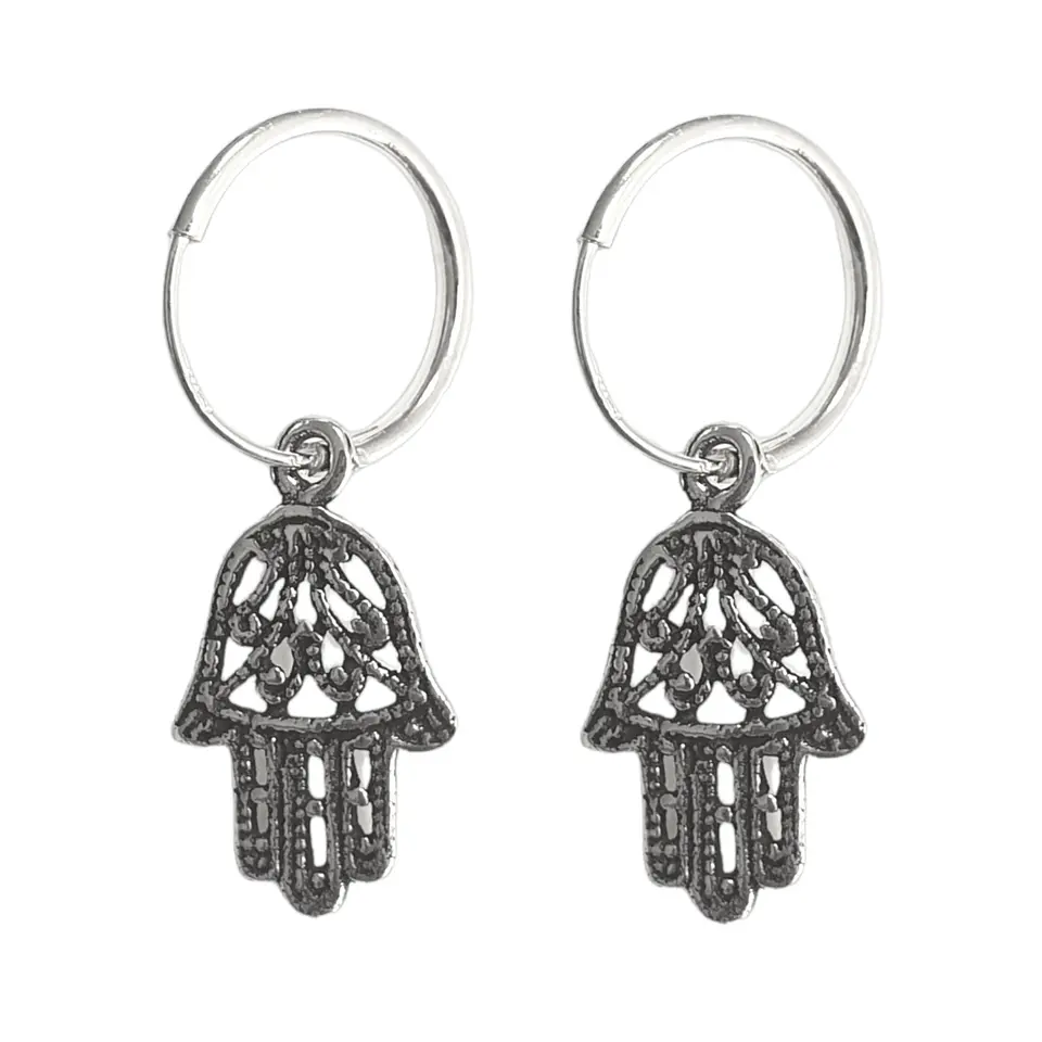 Aros Plata 925 Mano de Fatima 12mm 1