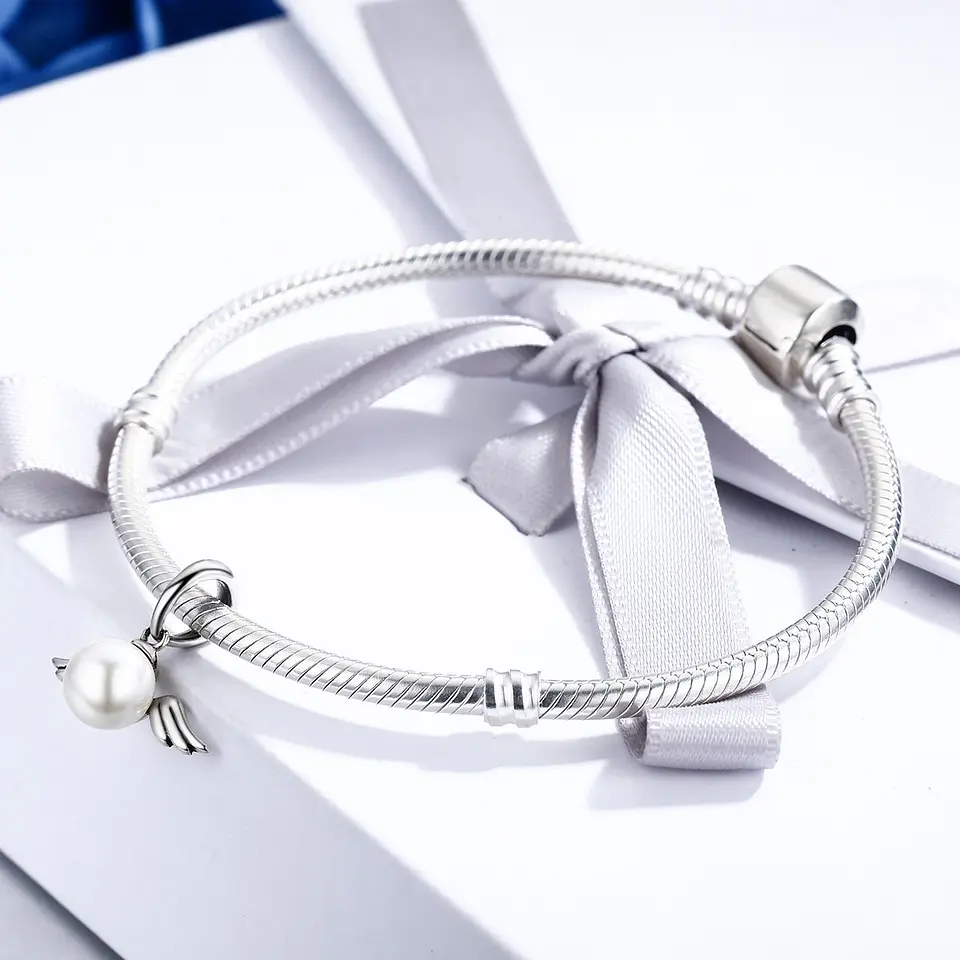 Charm Dije Plata 925 Alas de Angel Perla 2