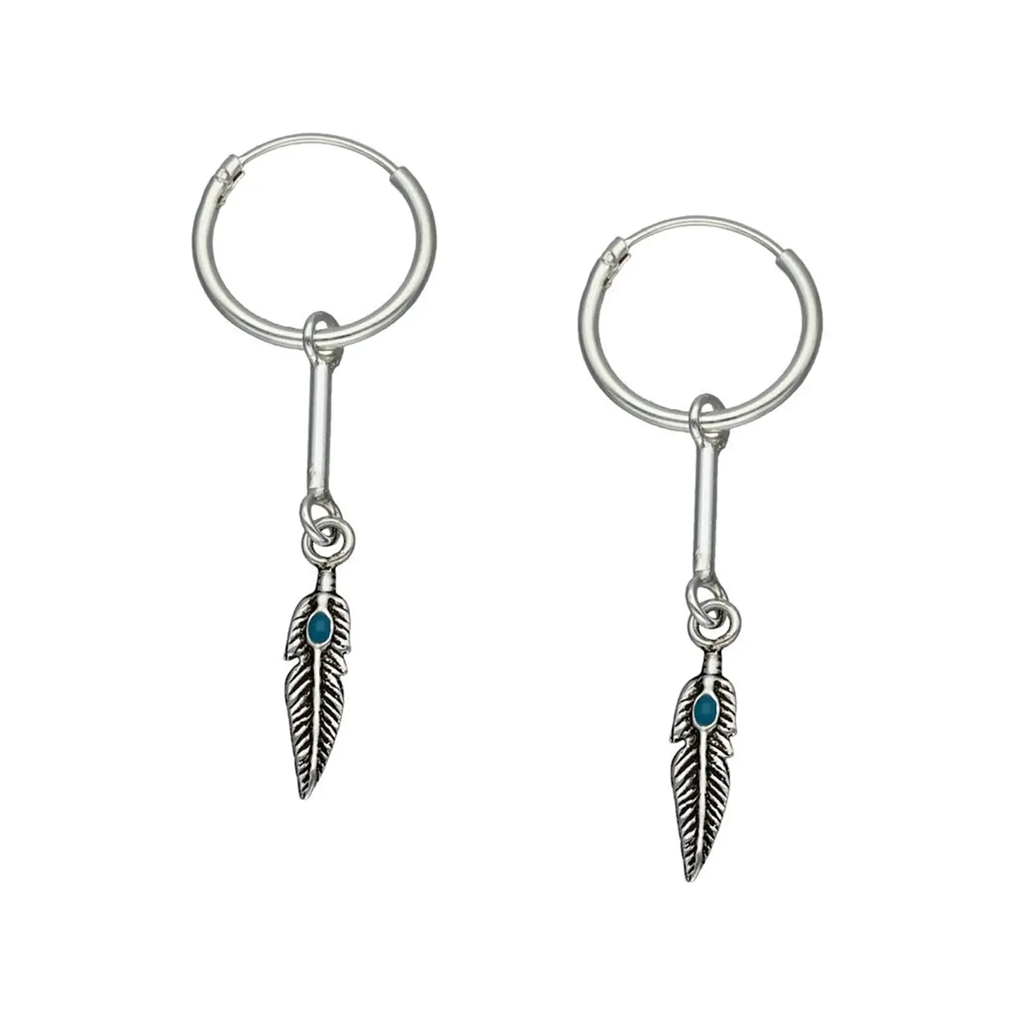 Aros Plata 925 Argolla Pluma 1