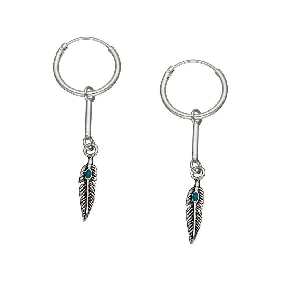 Aros Plata 925 Argolla Pluma 1