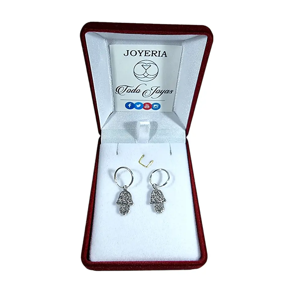 Aros Plata 925 Mano de Fatima 12mm 2