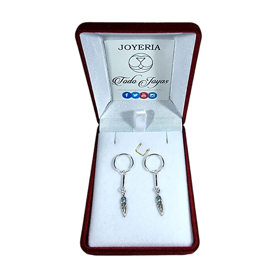 Aros Plata 925 Argolla Pluma 2