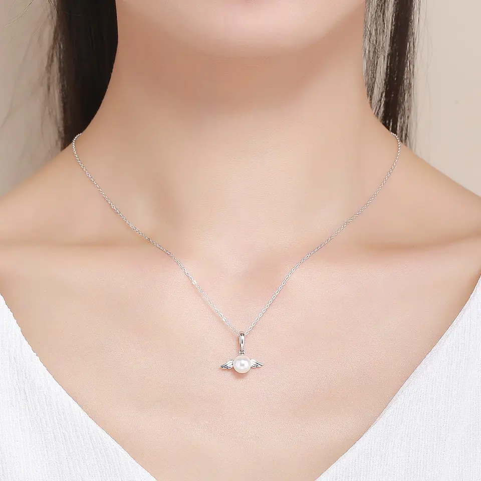 Charm Dije Plata 925 Alas de Angel Perla 4